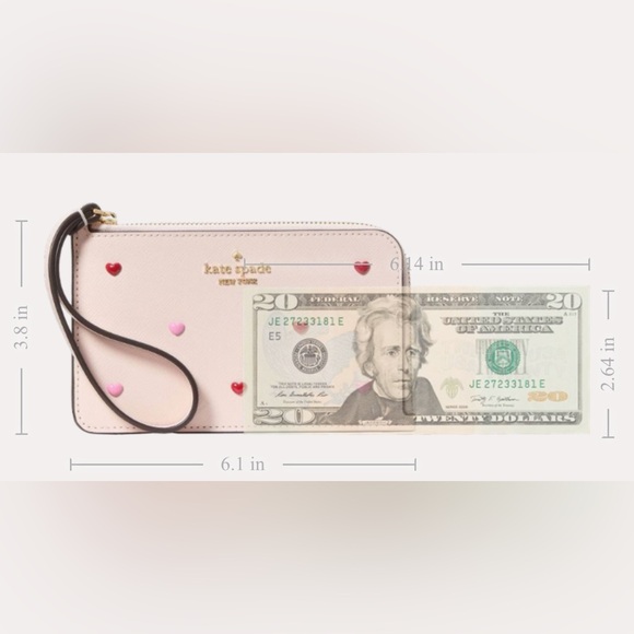 Kate Spade NWT Lucy Heart Studs Small L-zip Wristlet Style KK267 MSRP $109 - Picture 9 of 17